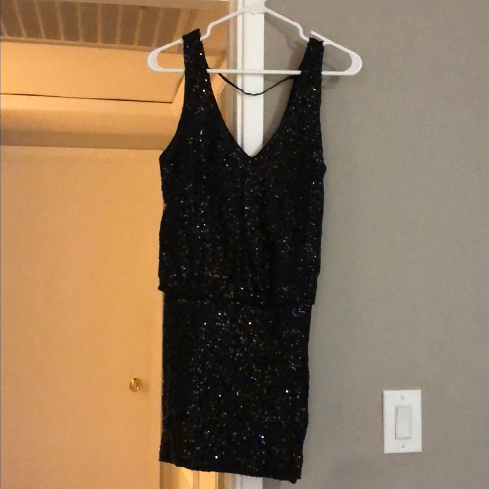 Short black sequin dress